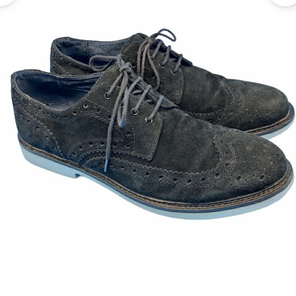 Joseph Abboud Suede Wingtip Brogue Oxford Shoes Men’s Size 11.5 Charcoal Black